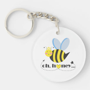 Oh Honey Valentines queen Bee character with tiara Keychain