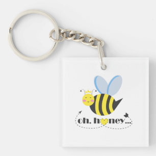 Oh Honey Valentines queen Bee character with tiara Keychain