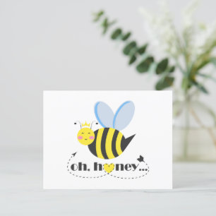 Oh Honey Valentines queen Bee character with tiara Postcard