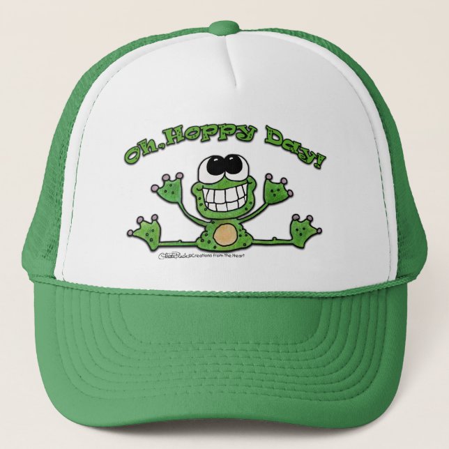 Oh, Hoppy Day- Frog Trucker Hat (Front)