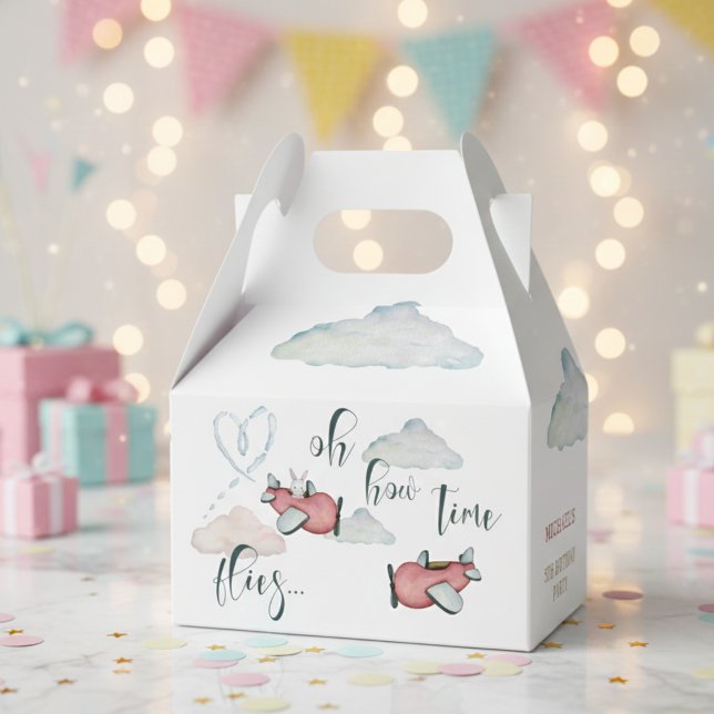Oh how time flies retro plane boy birthday favor box (Creator Uploaded)
