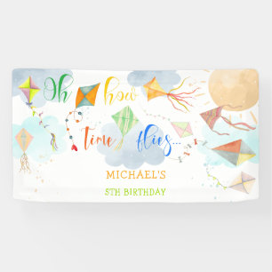 Oh how time flies watercolor kite birthday banner