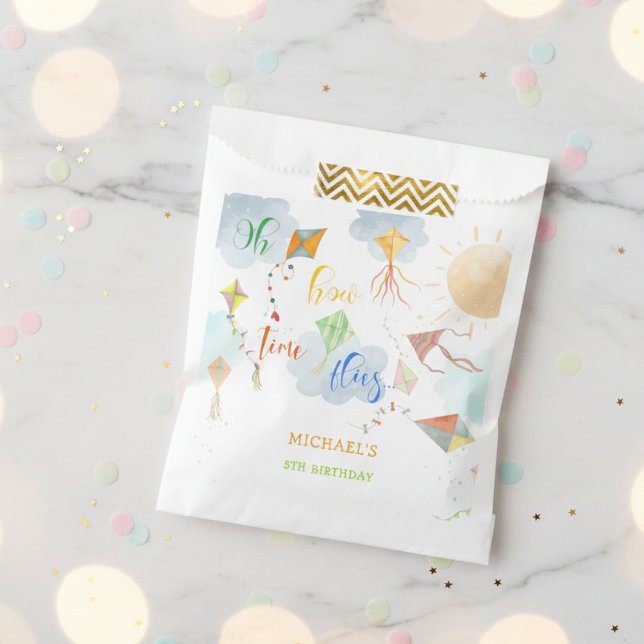 Oh how time flies watercolor kite birthday favour bag (Creator Uploaded)