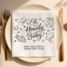 Oh Howdy Baby Cowboy Baby Shower Napkins | Western