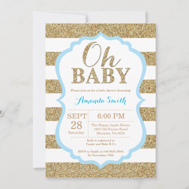 Oh invitation de baby shower de bleus layette et (Devant)