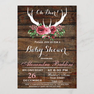 Oh invitation de baby shower de cerfs communs
