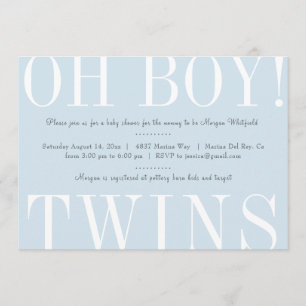 Oh invitation de baby shower de jumeaux