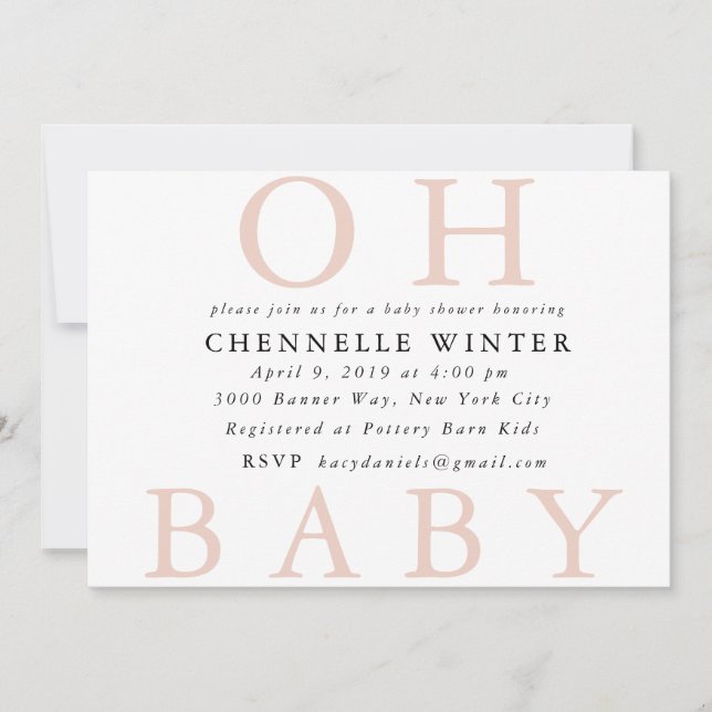 Oh invitation de baby shower du bébé | (Devant)