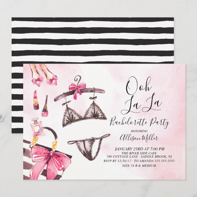 Oh ! invitation de partie de Bachelorette de (Devant / Derrière)