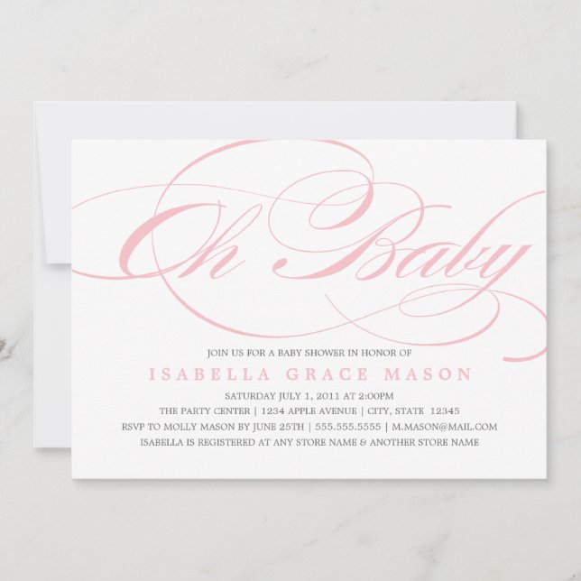 Oh invitation élégante de baby shower du bébé | (Devant)
