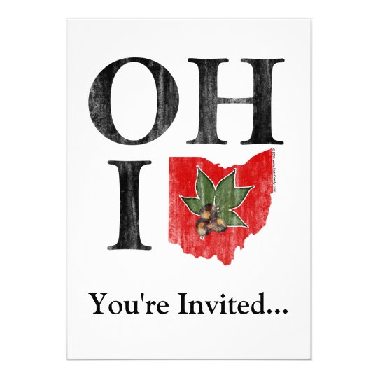 OH IO Typographic Ohio Vintage Red Buckeye Nut Card