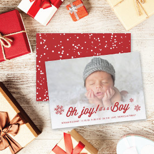 Oh Joy It's A Boy Photo Holiday Birth Announcement
