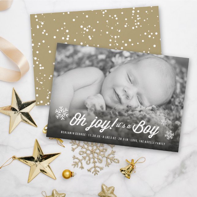 Oh Joy It's A Boy Photo Holiday Birth Announcement (Creator Uploaded)
