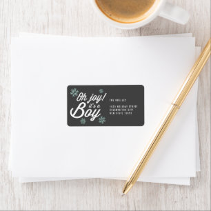 Oh Joy It's A Boy Snowflakes Holiday Birth Address Label