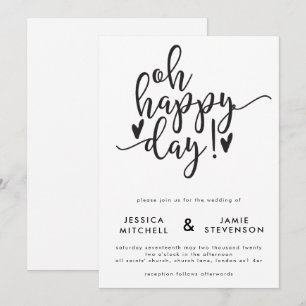 Oh Joyeux Jour Faire-part de mariage typographique