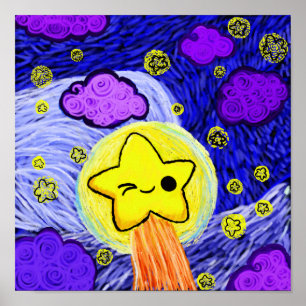 Oh Kawaii, Starry Night Poster