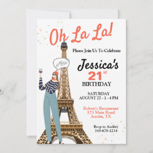 Oh La La Any Age Paris Theme Birthday Invitation