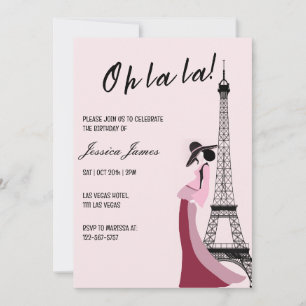 Oh La La Chic Paris Themed Birthday Party Invitation