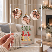 OH LA LA Christmas Custom Photos Acrylic Card
