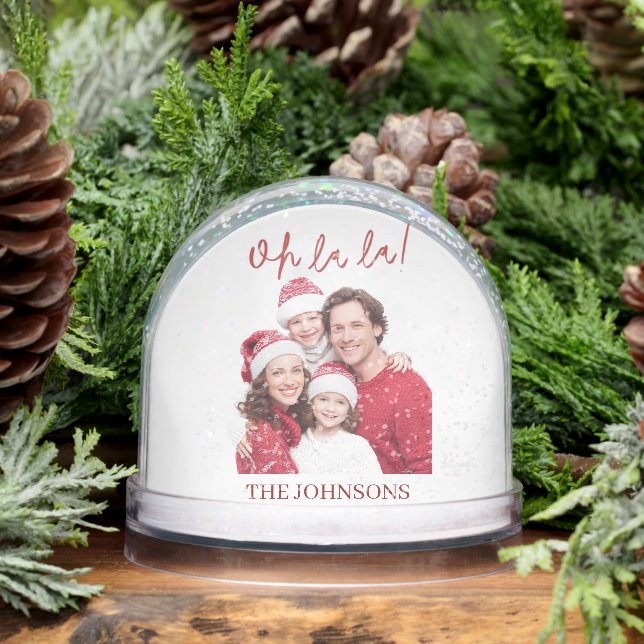 Oh La La Family Christmas Photo Snow Globe (Winter)