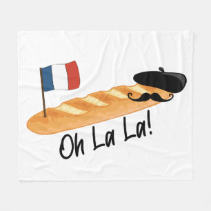 Oh La La - French Baguette - Funny Francophile Fleece Blanket
