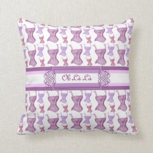Oh La La French Victorian Corsets Vintage Throw Pillow