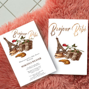 Oh La La! Gold French Paris Baby Shower Invitation