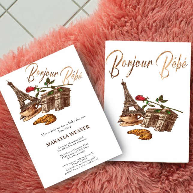 Oh La La! Gold French Paris Baby Shower Invitation (Creator Uploaded)