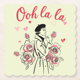 Oh La La Paris Girl – Romantic French Aesthetic Paper Coaster
