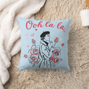 Oh La La Paris Girl – Romantic French Aesthetic Throw Pillow