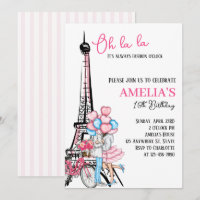 Oh la la Paris Pink Lovers Birthday Invitation