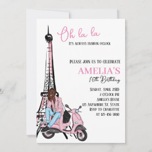 Oh la la Paris Rose Invitation d'anniversaire