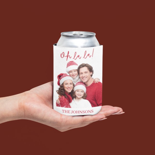 Oh La La Personalized Photo Christmas Can Cooler (Creator Uploaded)