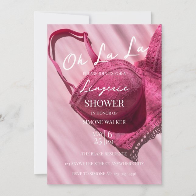 Oh La La Pink Lingerie Invitation à la douche nupt (Devant)