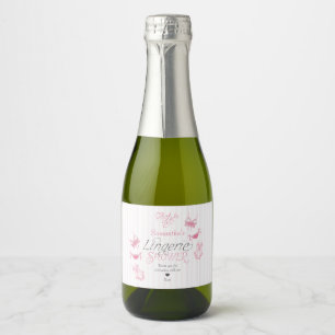 Oh La La Preppy Pink Lace Lingerie Bridal Shower Sparkling Wine Label