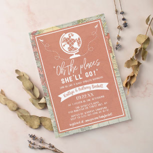 "Oh les endroits où elle ira !" Baby shower Carte 
