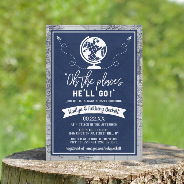"Oh Les Endroits Où Il Ira !" Baby shower Carte de (Créateur téléchargé)