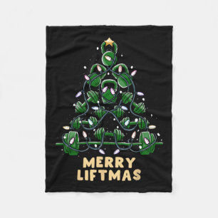 Oh Liftmas Tree Kettlebell Gym Ugly Christmas Fleece Blanket