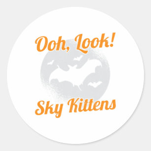 Oh Look Sky Kittens Bat Halloween Bats Classic Round Sticker