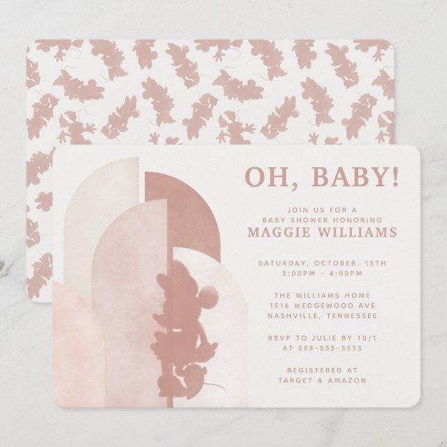 Oh! Minnie Mouse Boho Baby Shower  Invitation (Front/Back)