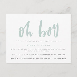 Oh mon garçon, carte postale baby shower.