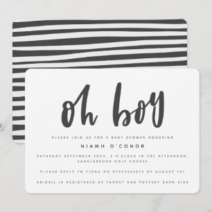 Oh mon garçon, invitation à la fête baby shower