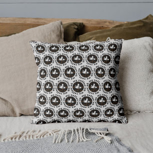 Oh My Coffee Funny Cat Light Grey Throw Pillow
