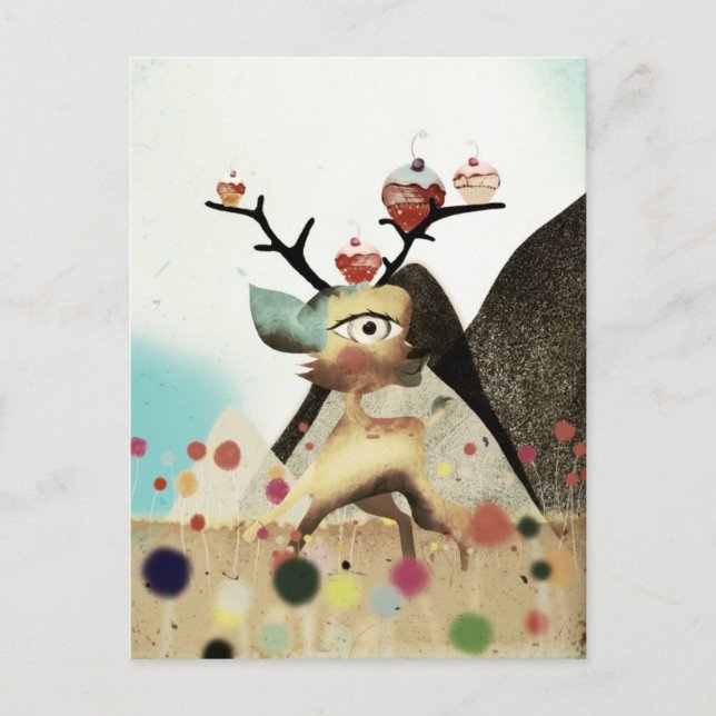 OH MY DEER CUPCAKE POSTCARD (Front)