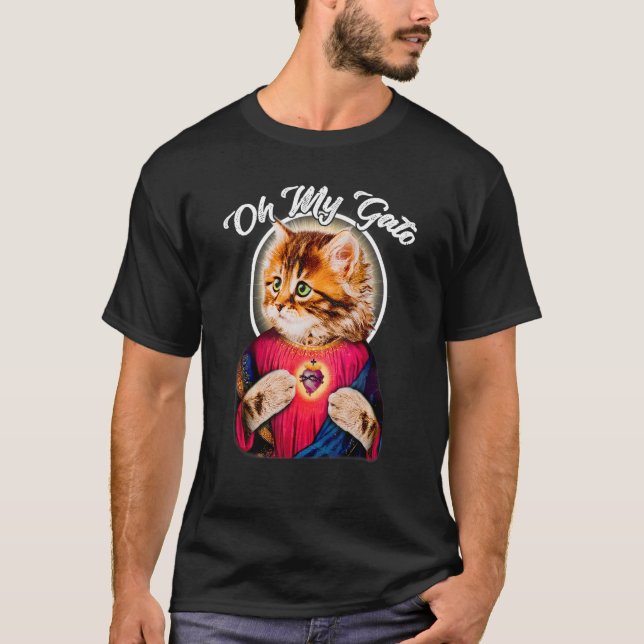 Oh My Gato Cat Jesus Christian Cat T-Shirt (Front)