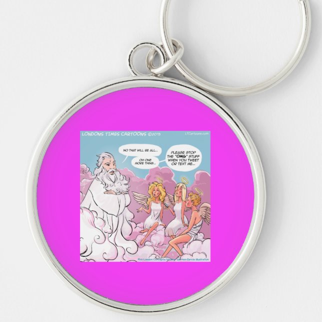 Oh My God (OMG) Angels Text Funny Keychain (Front)