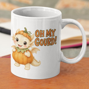 Oh My Gourd Cute Pumpkin Baby Dragon Halloween Coffee Mug