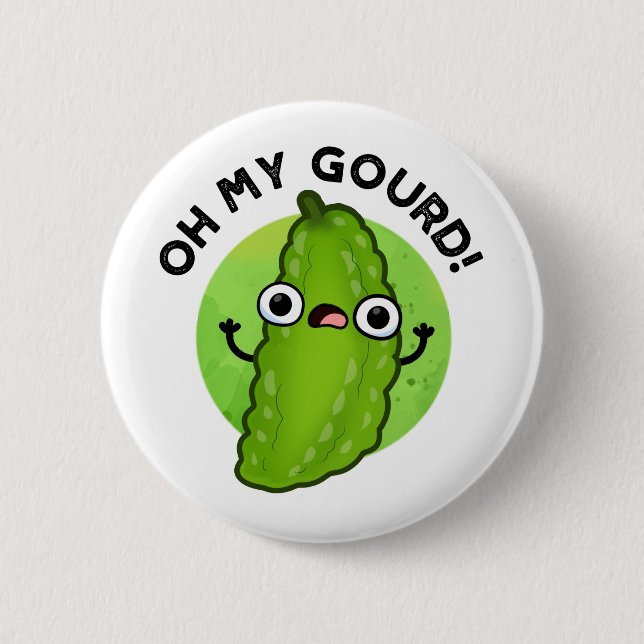 Oh My Gourd Cute Veggie Pun 2 Inch Round Button (Front)