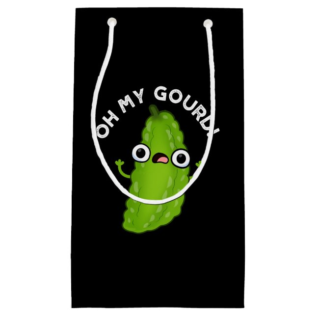Oh My Gourd Funny Veggie Pun Dark BG Small Gift Bag (Front)