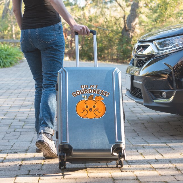 Oh My Gourdness! – Surprised Pumpkin Kawaii Art Cl (Suitcase Insitu)